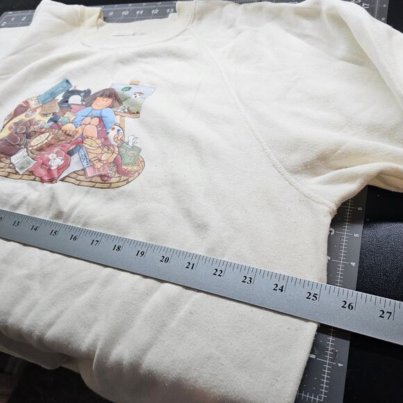 Vintage Cat Sweatshirt Women 2X White 90s Crafters Paradise Sewing Cottage Retro - Picture 8 of 12